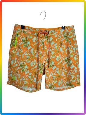 Stio CFS Floral Board Shorts SIZE 38 Orange 7 Inch Swim Trunks NWOT